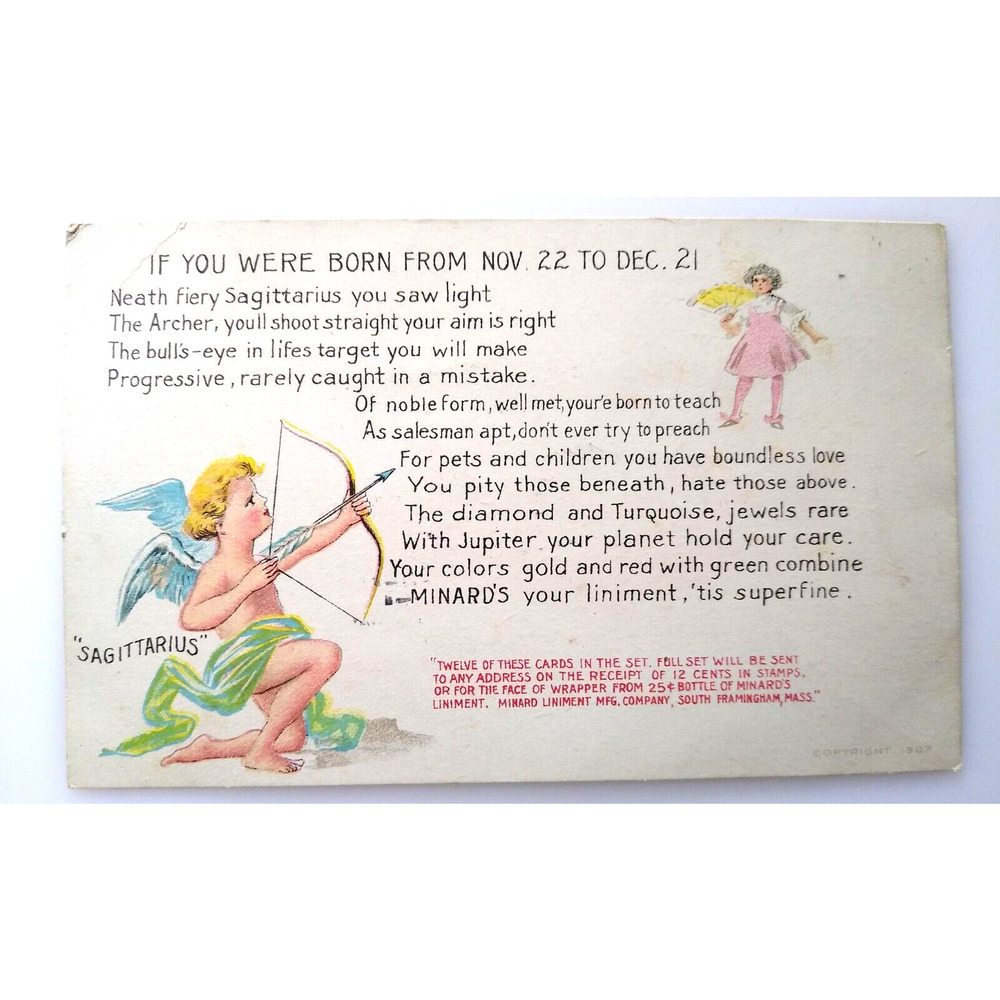 Fortune Fantasy Postcard Horoscope Astrology Sagittarius The Archer Sign 1907